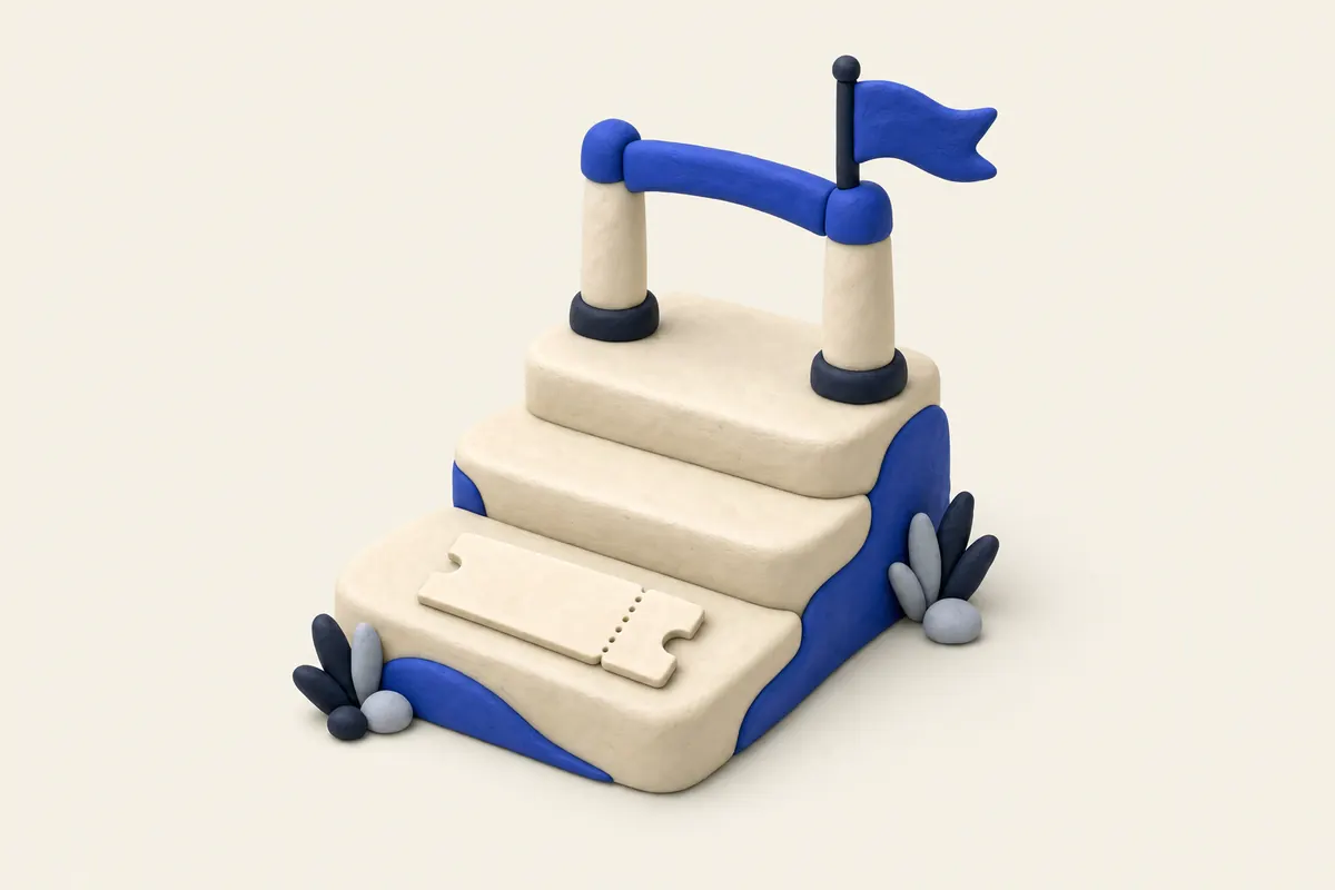 Clay illustration of first steps leading up to a starting gate