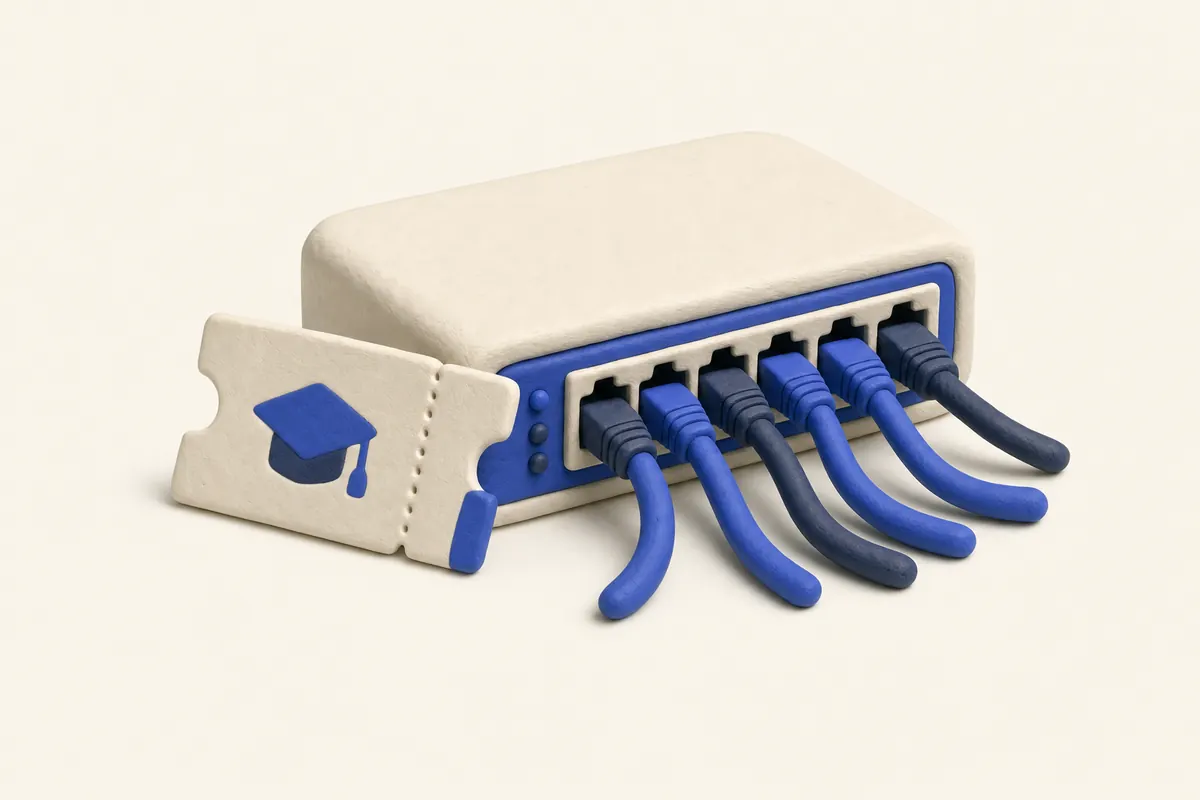 Clay illustration of a network switch with patch cables